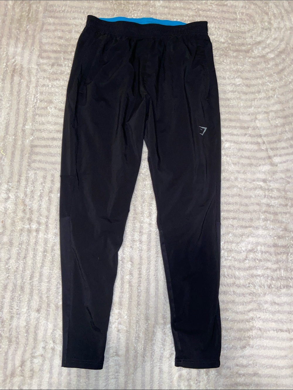 Gymshark Black Joggers with Blue Waistband Accent